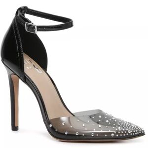 Mix No. 6 Black Heels with Transparent Crystal Design